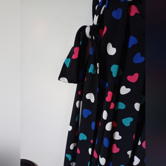 Vicky Tiel Heart Print Multicolor Wrap Dress Size Small - Picture 6 of 12